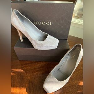 Gucci Grey Sueded Leather Platform #247165
